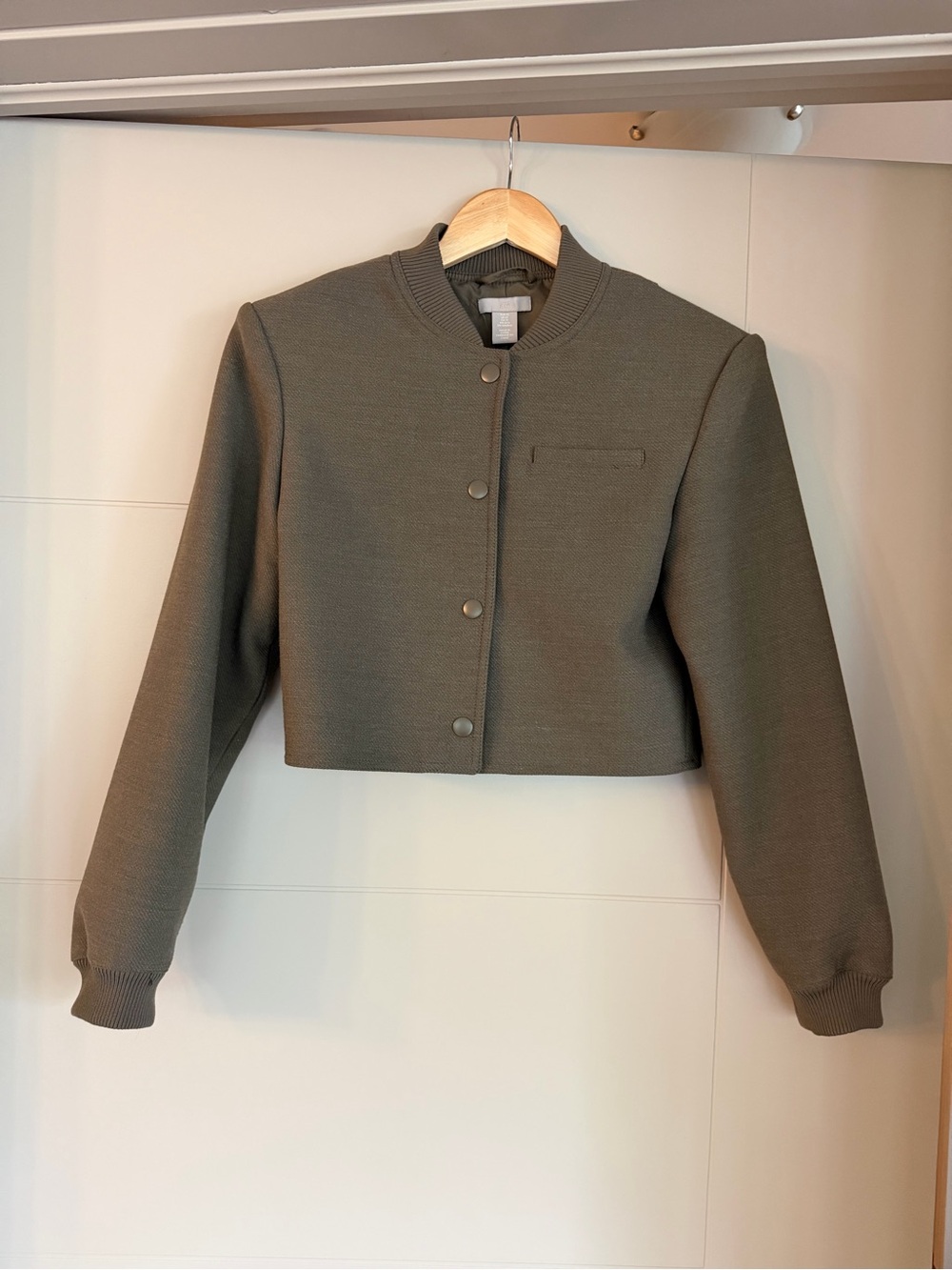 H&M Cropped Olive Green Bomber Jacket - Women